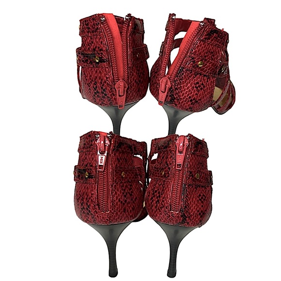 PIERRE DUMAS Adora-11 Red Faux Snakeskin Sexy Heels Zip Back Sz 9M - Picture 5 of 9